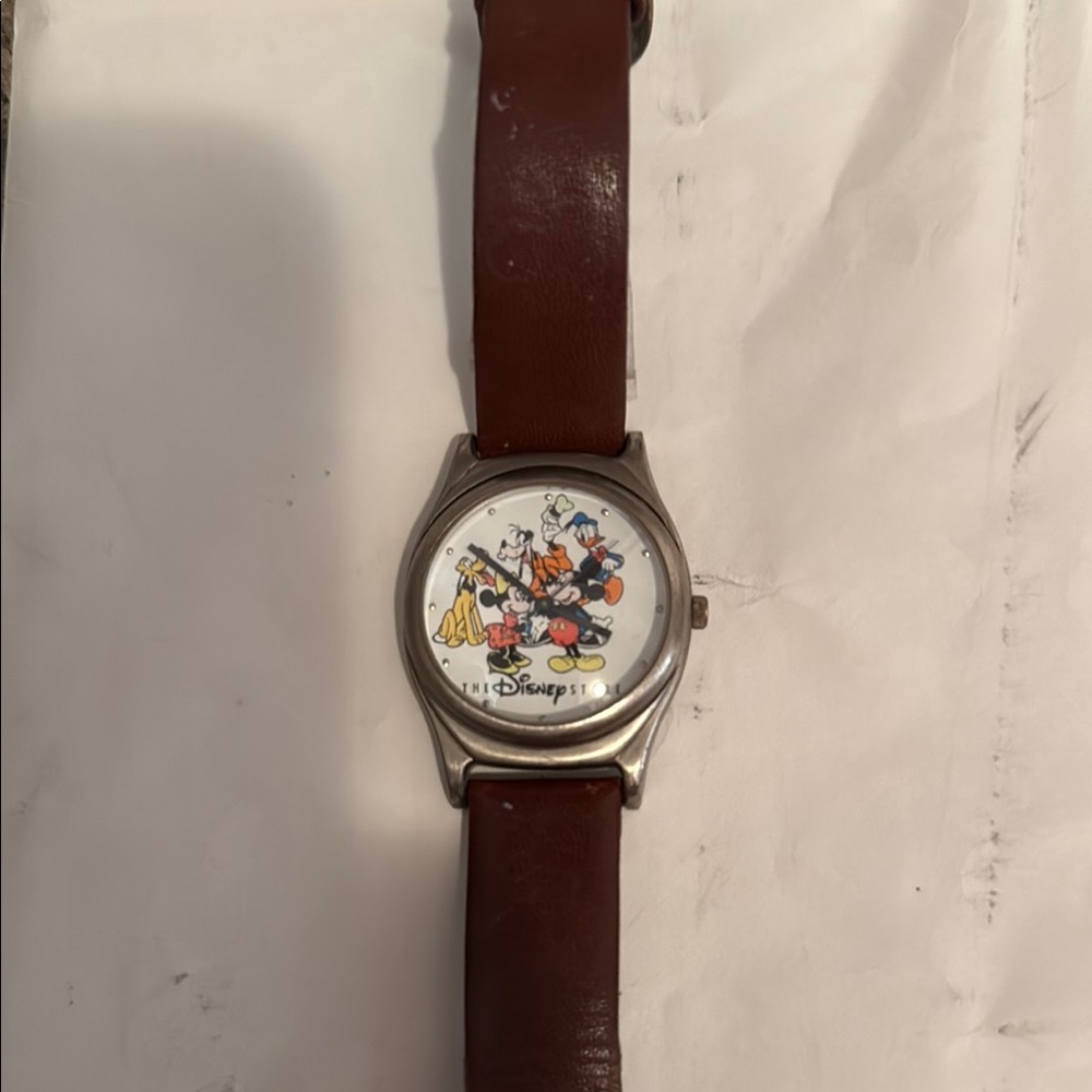Disney Watch with Brown Strap and Silver Case